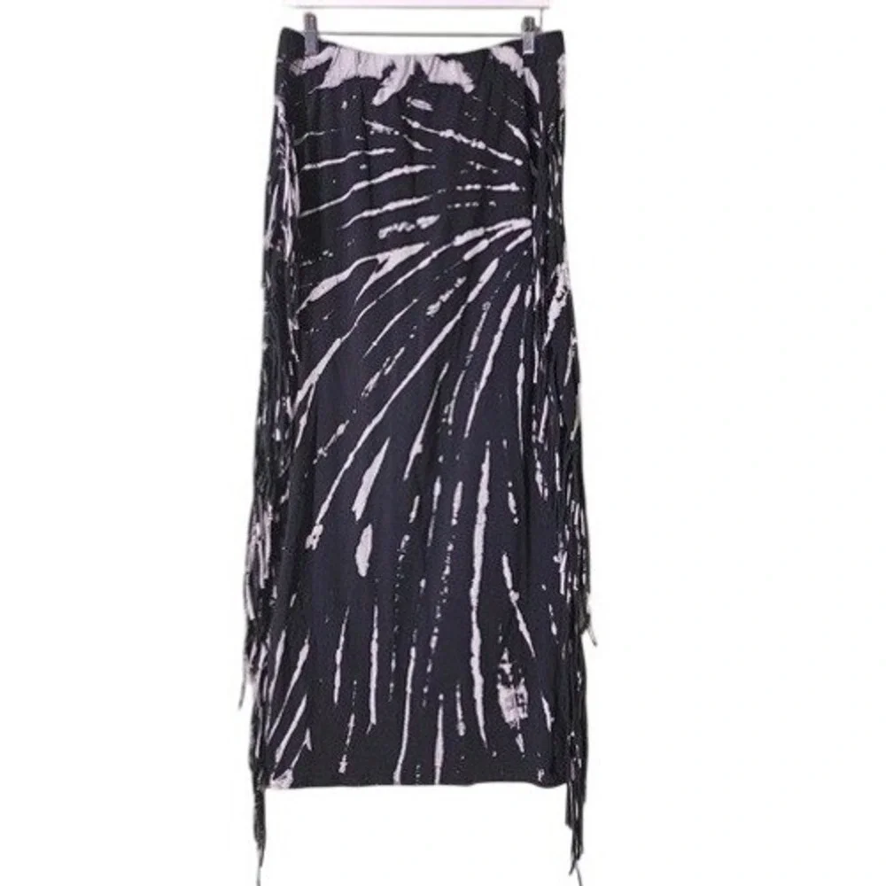 Fashion‎ Nova Damari Tie Dye Maxi Skirt Boho Party Fringe Grunge Streetwear 2X